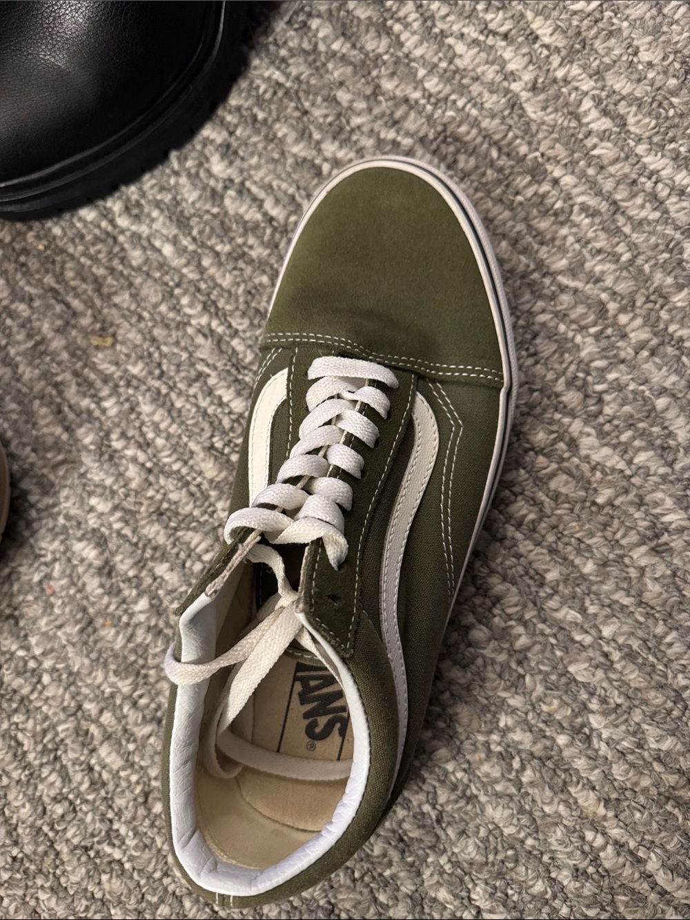 Vans Old Skool Olive Green and White Skate Sneakers